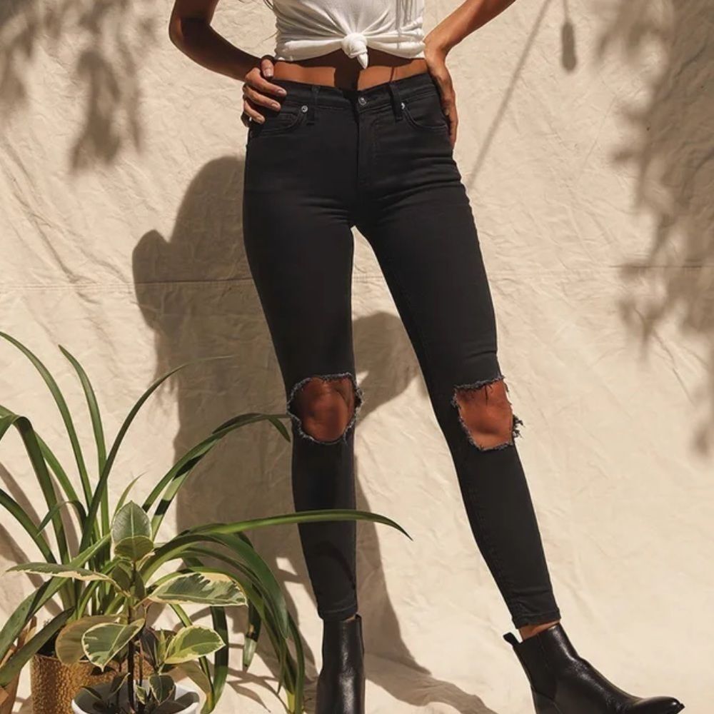 FREE PEOPLE High Waisted Distressed Jeans